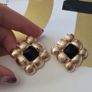Elegant Gold and Black Women's Earrings